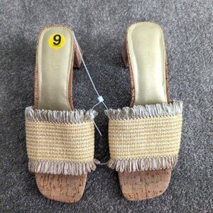 Reaction Kenneth Cole fringe heeled sandals slippers women's size 9 Brand New